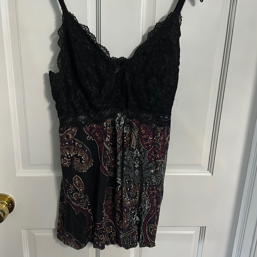 Soma black paisley lace top tank top size large - read description